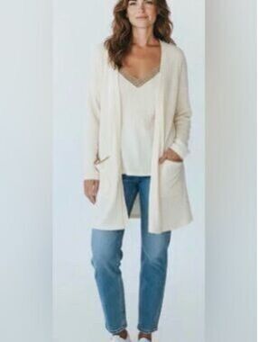 NWT Blu Pepper Cozy Life Cream Open Front Cardigan Sweater Size L